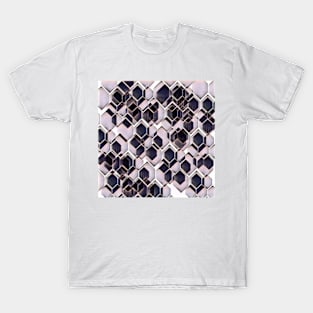 blue grey purple black and white abstract geometric pattern T-Shirt